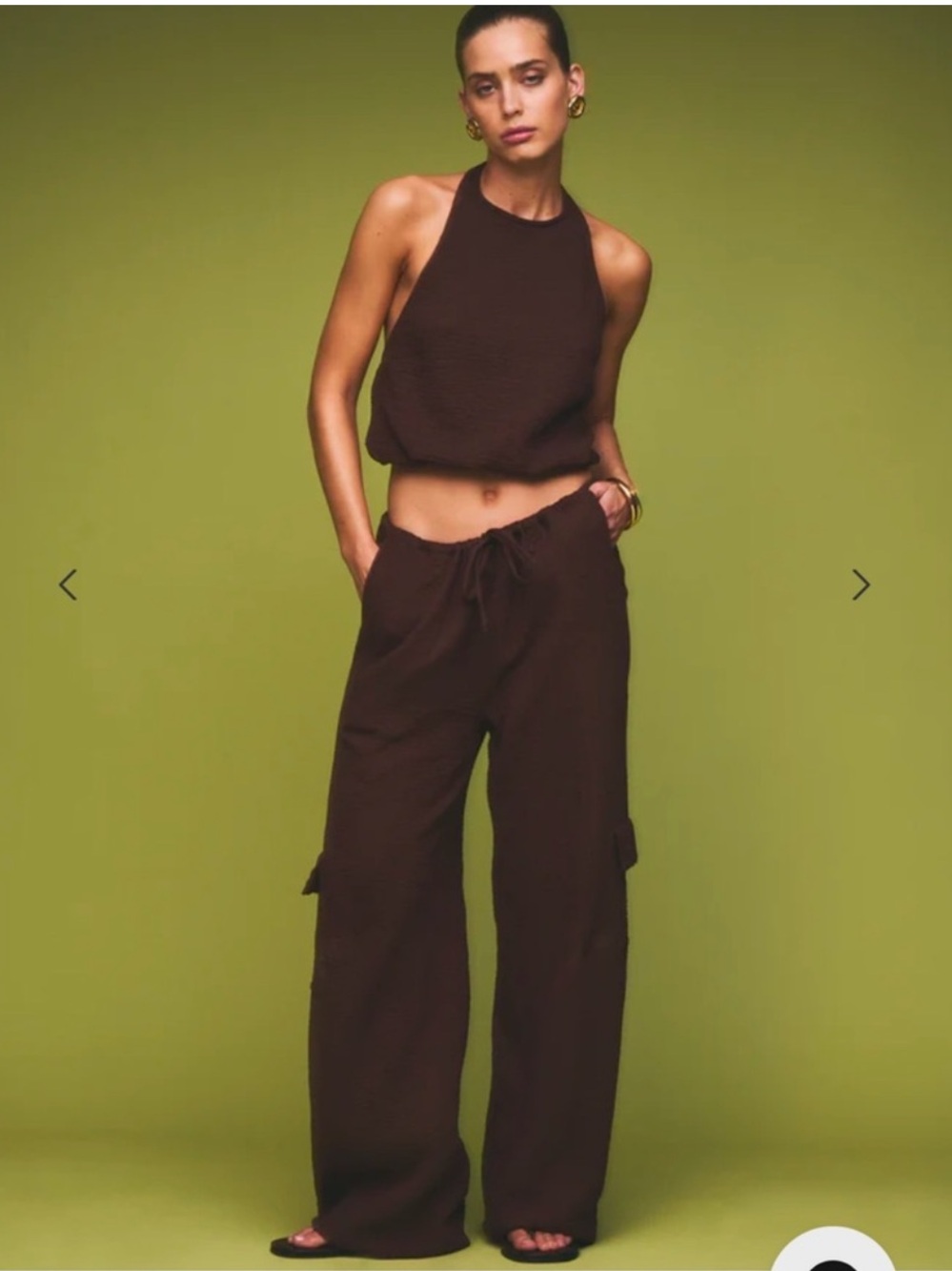 SER.O.YA Zira Gauze Cargo Pant | Brown New